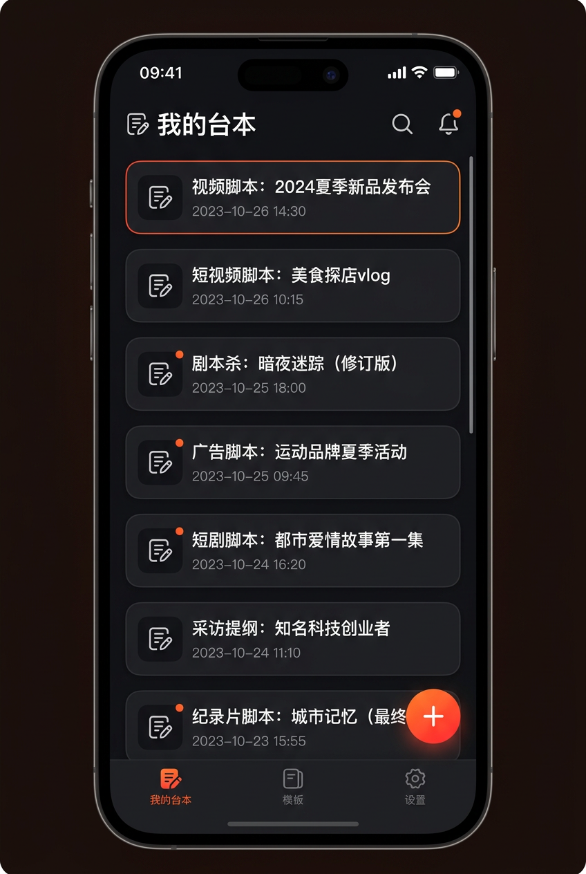 台本管理，随写随拍